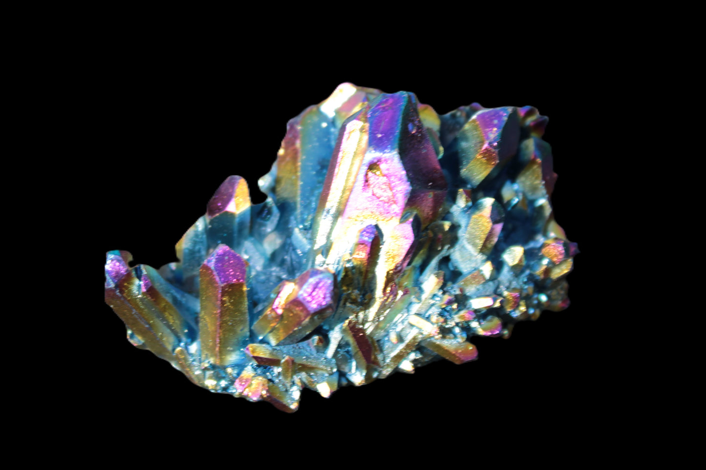 Angel Aura Quartz titanium electroplated cluster 14-28g Rocks and Things