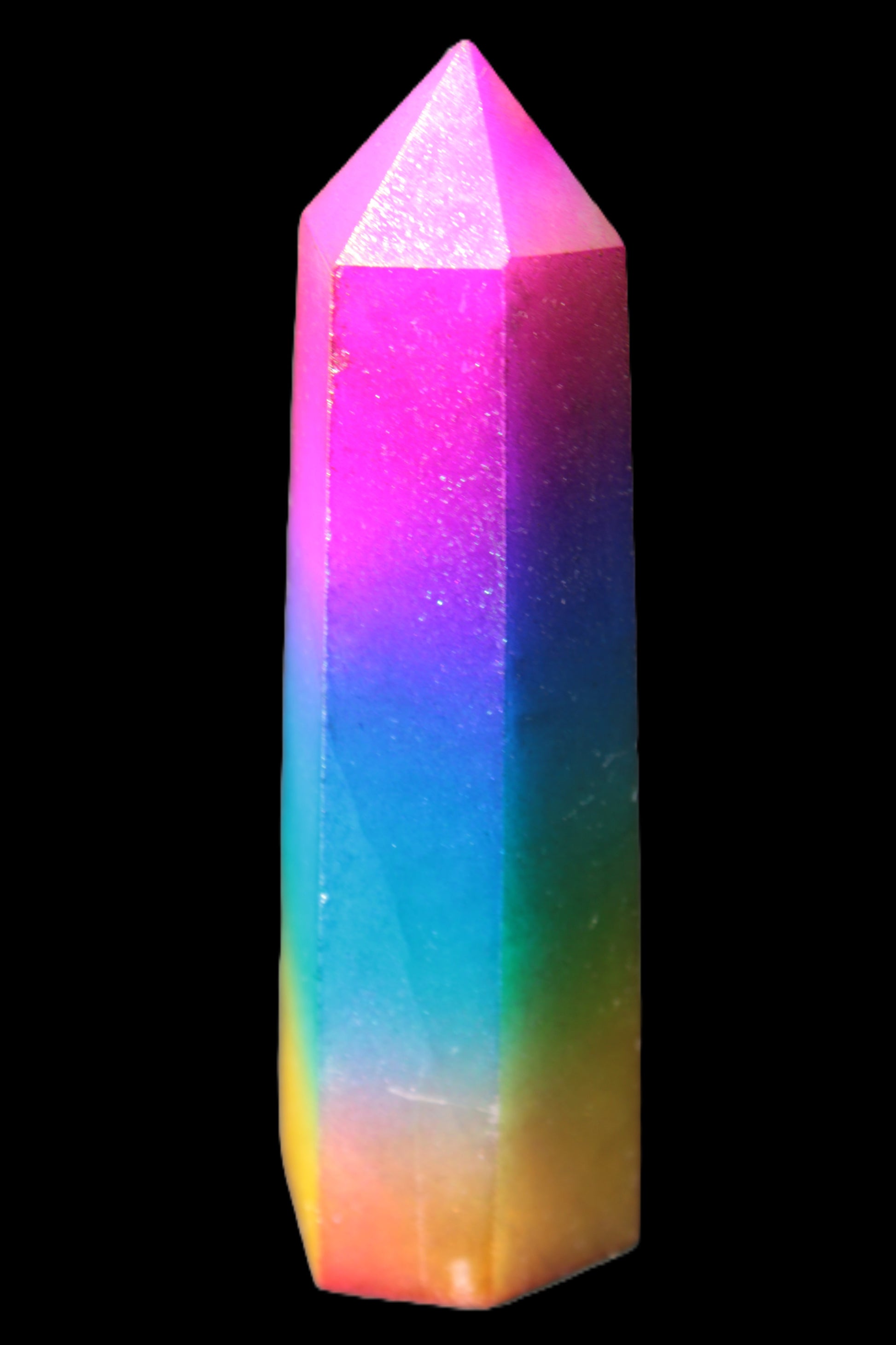 Rainbow Aura electroplated obelisk 35*120mm 223g Rocks and Things