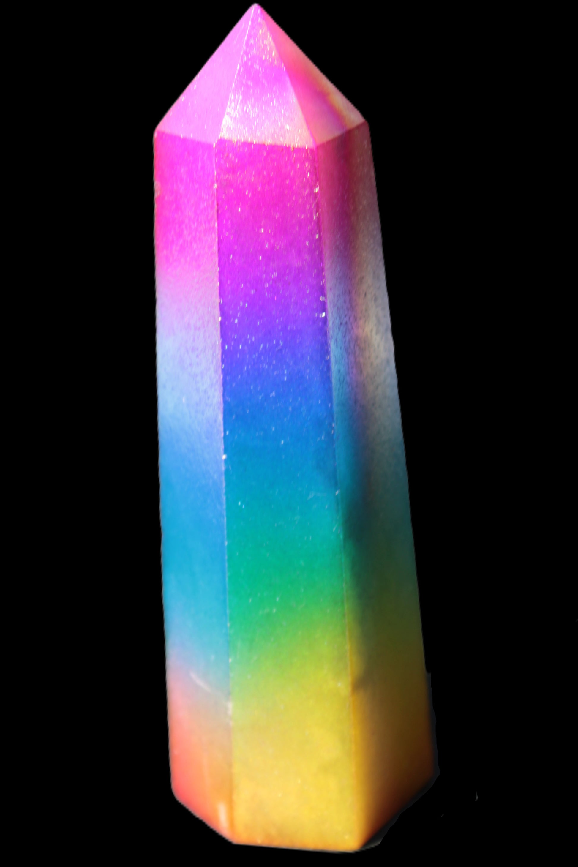 Rainbow Aura electroplated obelisk 35*120mm 223g Rocks and Things