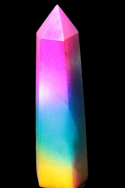 Rainbow Aura electroplated obelisk 35*120mm 223g Rocks and Things