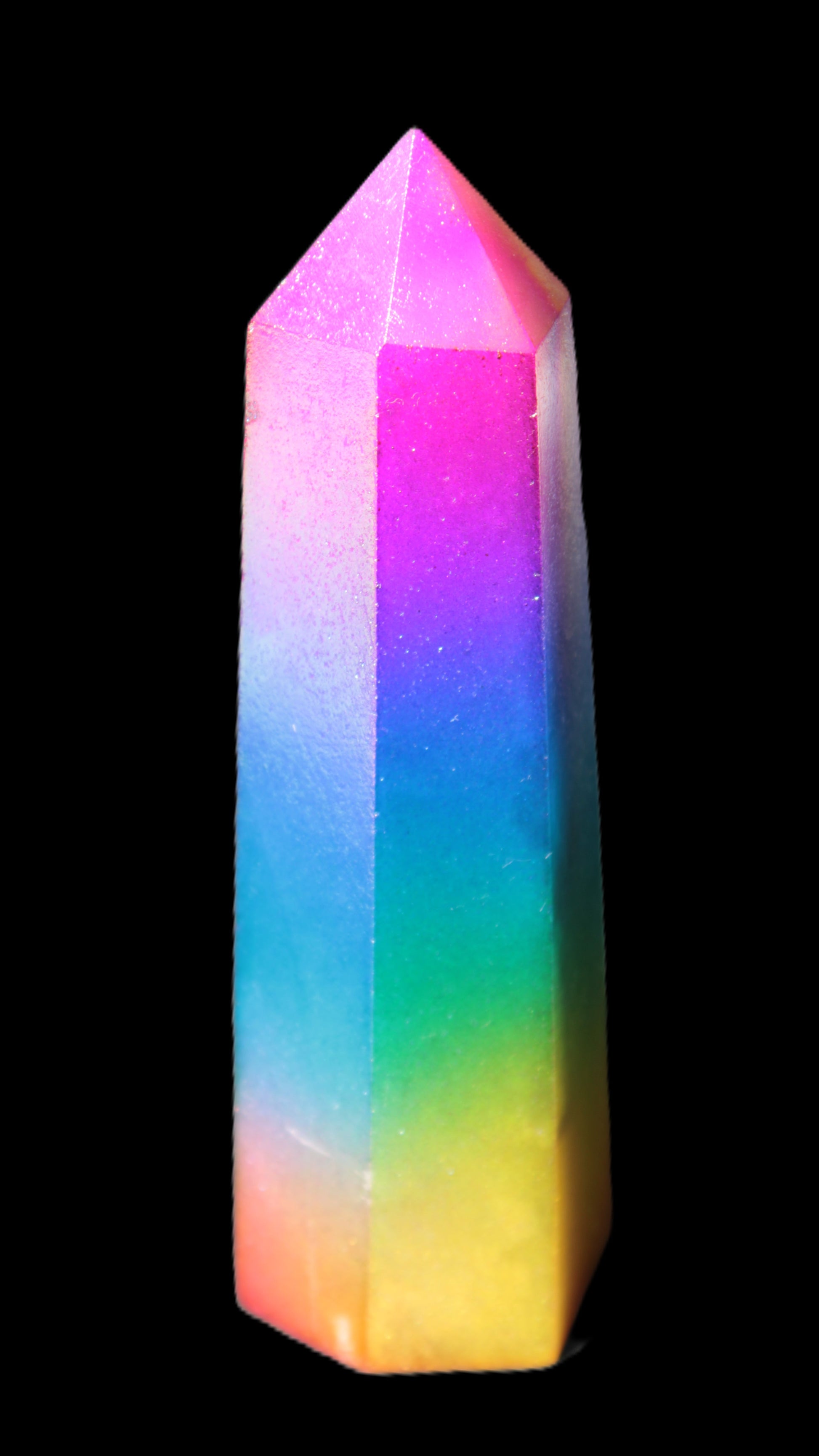 Rainbow Aura electroplated obelisk 35*120mm 223g Rocks and Things