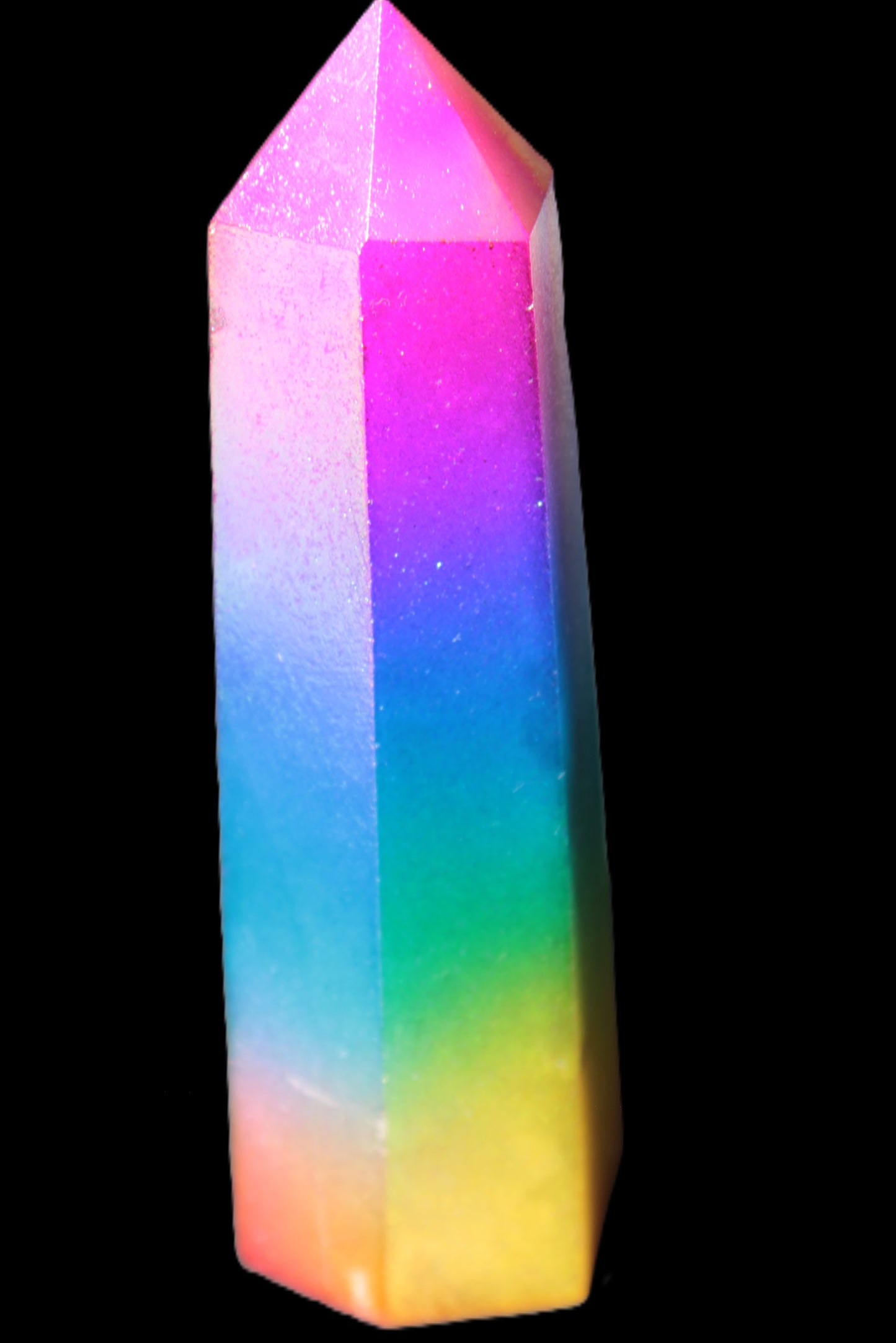 Rainbow Aura electroplated obelisk 35*120mm 223g Rocks and Things