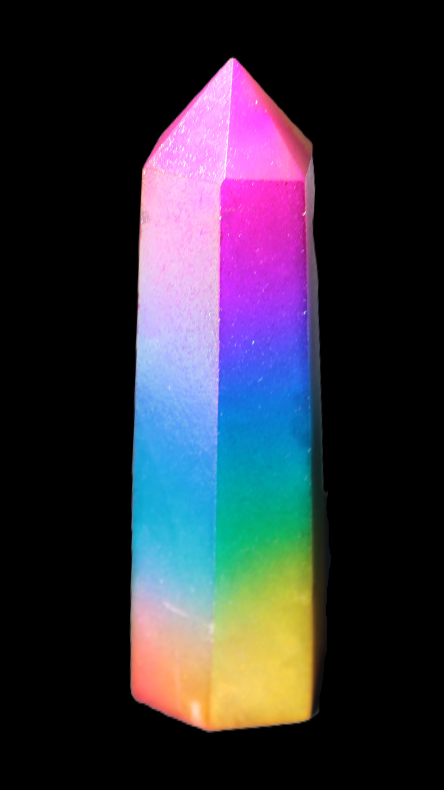 Rainbow Aura electroplated obelisk 35*120mm 223g Rocks and Things