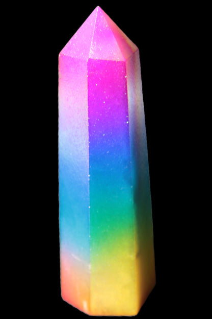 Rainbow Aura electroplated obelisk 35*120mm 223g Rocks and Things