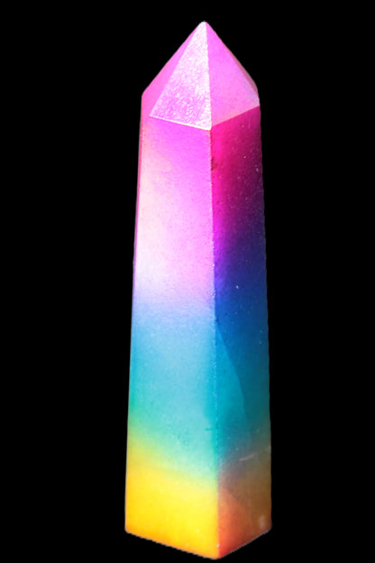 Rainbow Aura electroplated obelisk 35*120mm 223g Rocks and Things