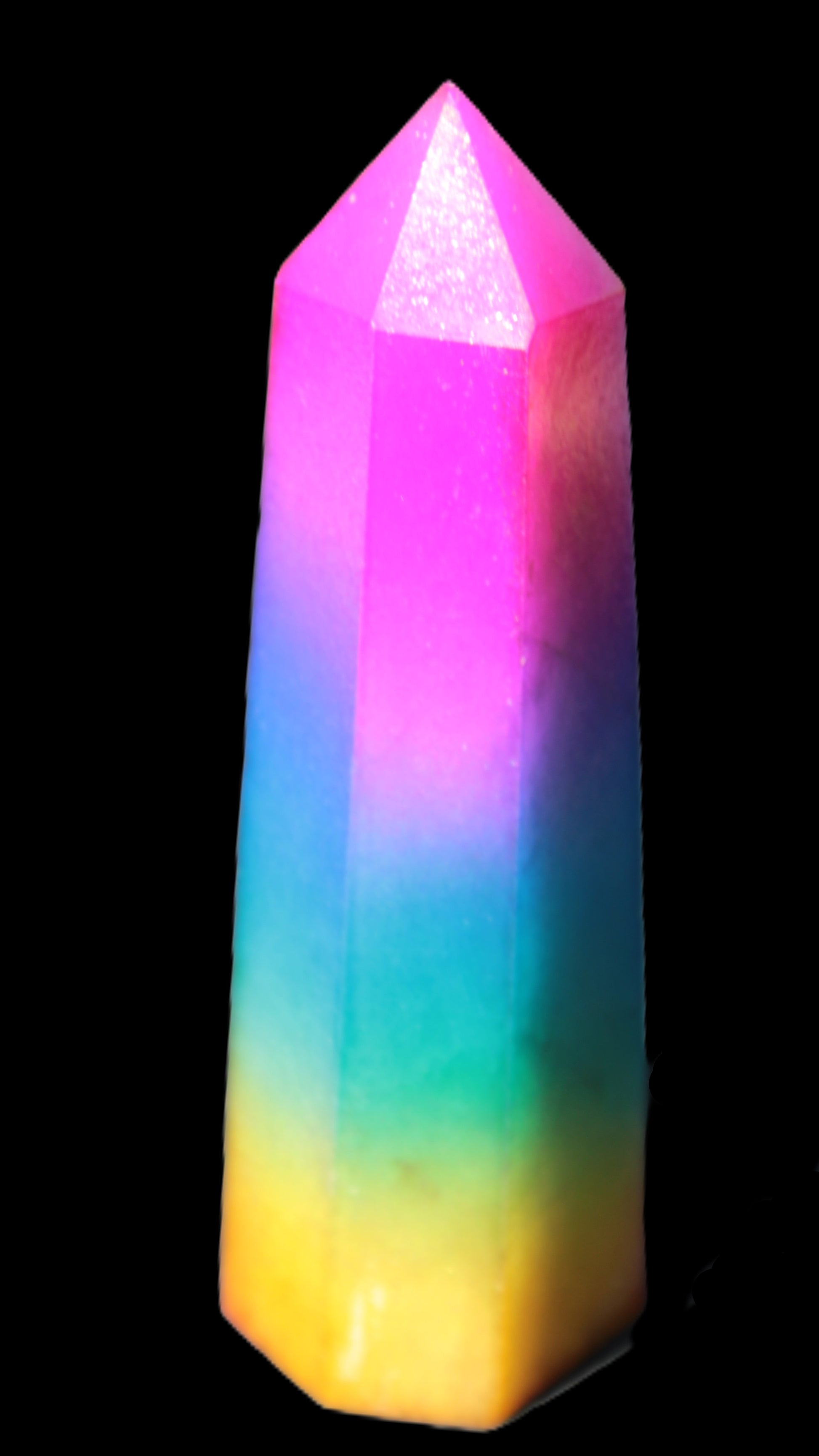 Rainbow Aura electroplated obelisk 35*120mm 223g Rocks and Things