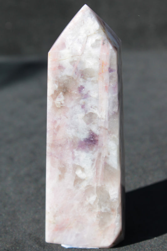 Cherry Blossom Pink Tourmaline and Quartz obelisk 115mm 244g Rocks and Things