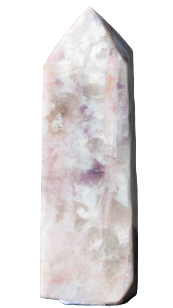 Cherry Blossom Pink Tourmaline and Quartz obelisk 115mm 244g - Rocks and Things Store