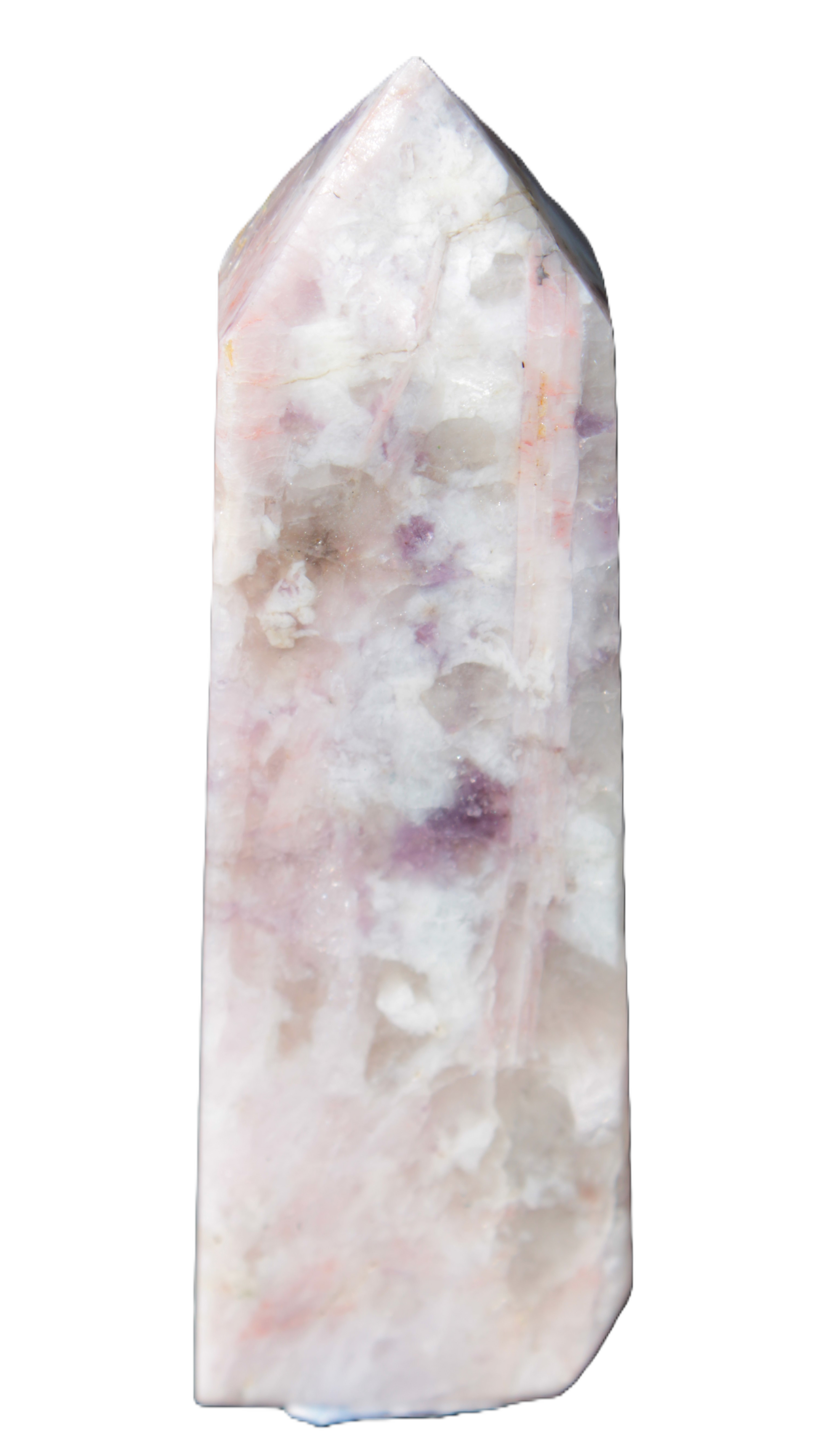 Cherry Blossom Pink Tourmaline and Quartz obelisk 115mm 244g Rocks and Things
