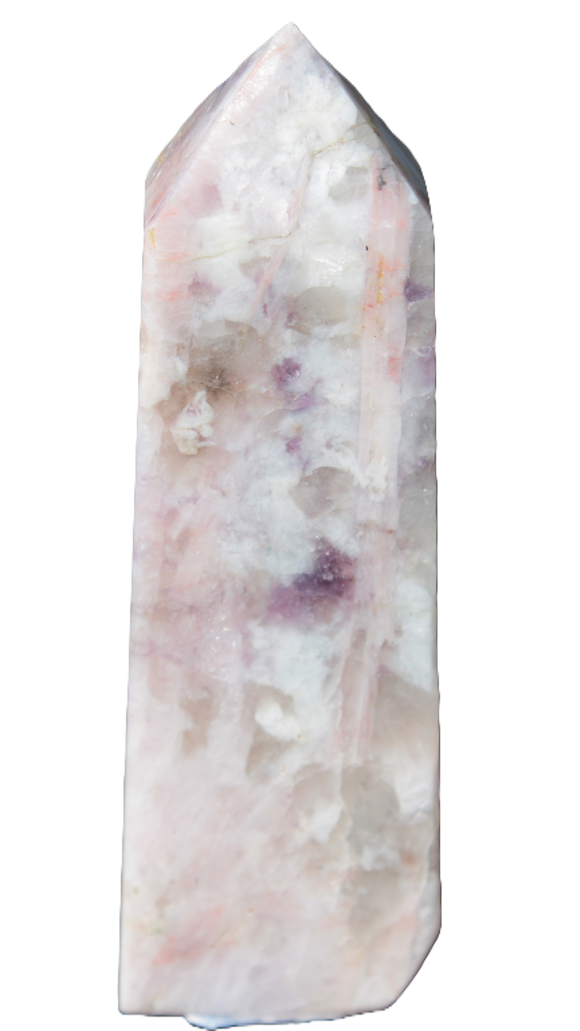 Cherry Blossom Pink Tourmaline and Quartz obelisk 115mm 244g Rocks and Things