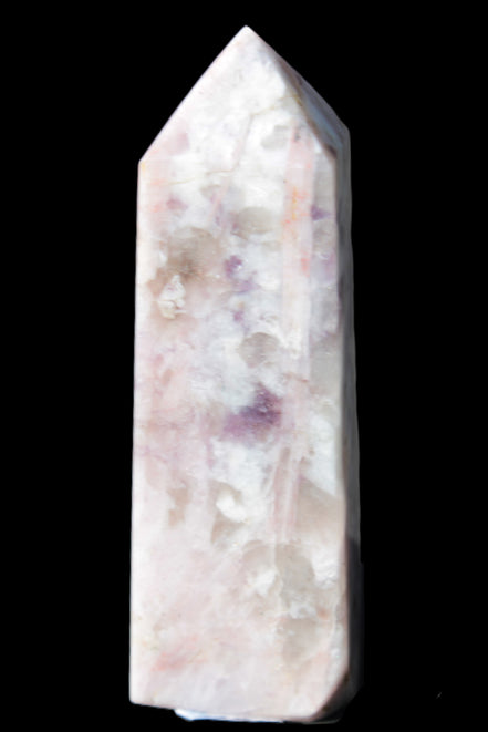 Cherry Blossom Pink Tourmaline and Quartz obelisk 115mm 244g in sunlight - Rocks and Things Store