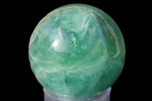 Green Fluorite sphere 427g in sunshine