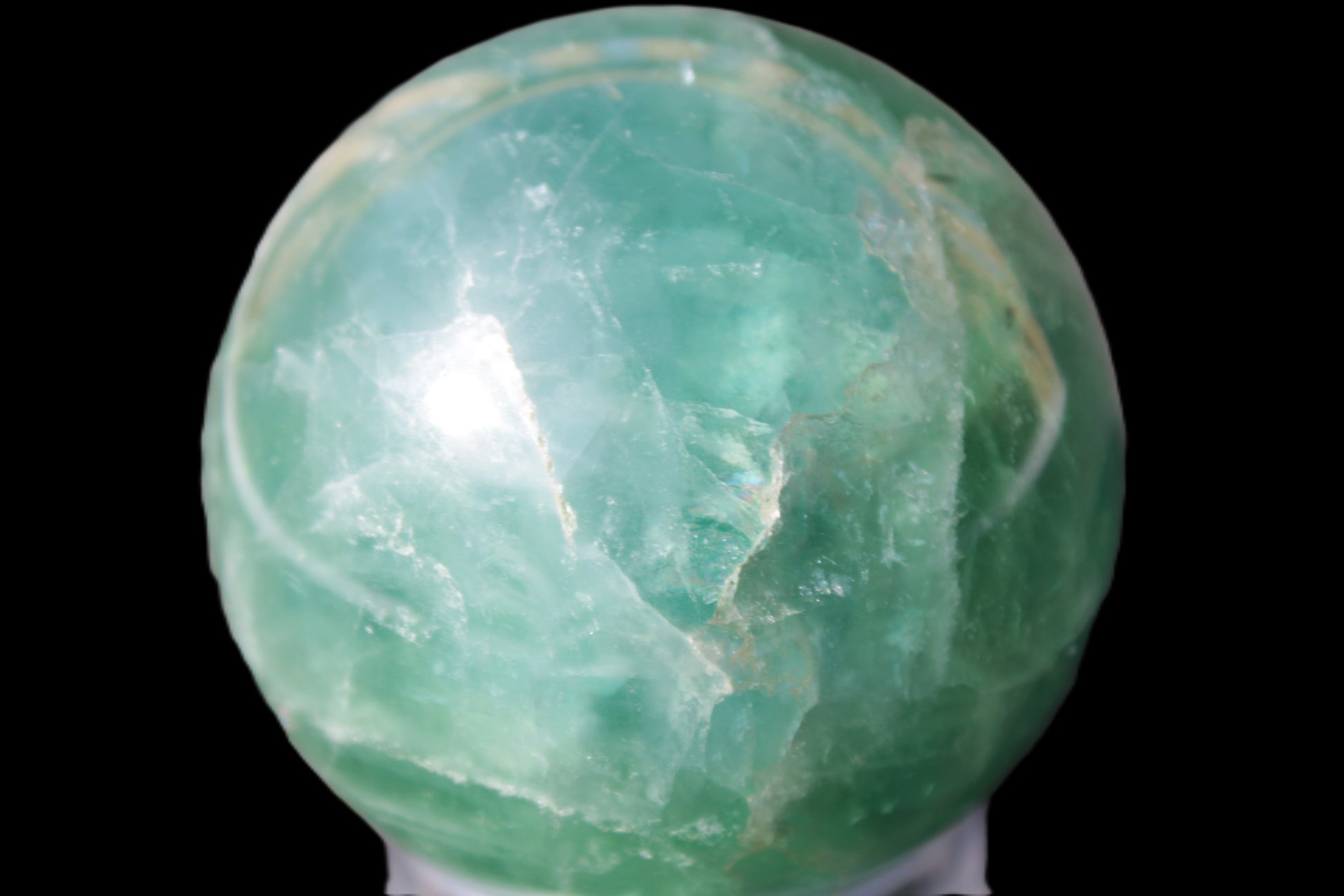 Green Fluorite sphere 427g in sunshine Rocks and Things