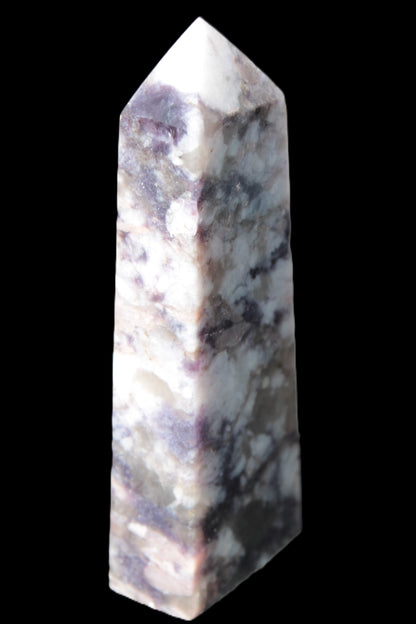 Plum Blossom Tourmaline Quartz obelisk 237g Rocks and Things