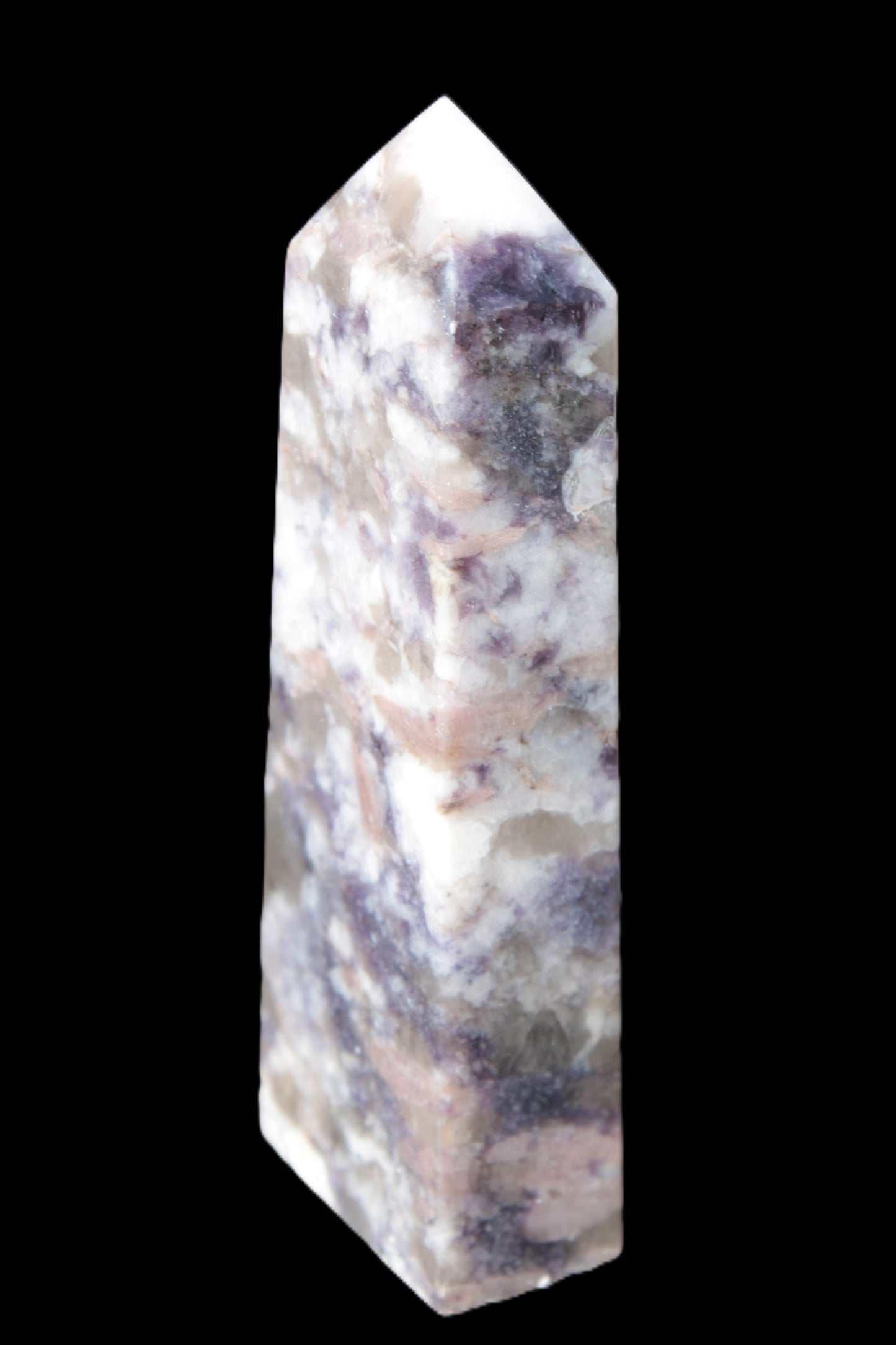 Plum Blossom Tourmaline Quartz obelisk 237g Rocks and Things