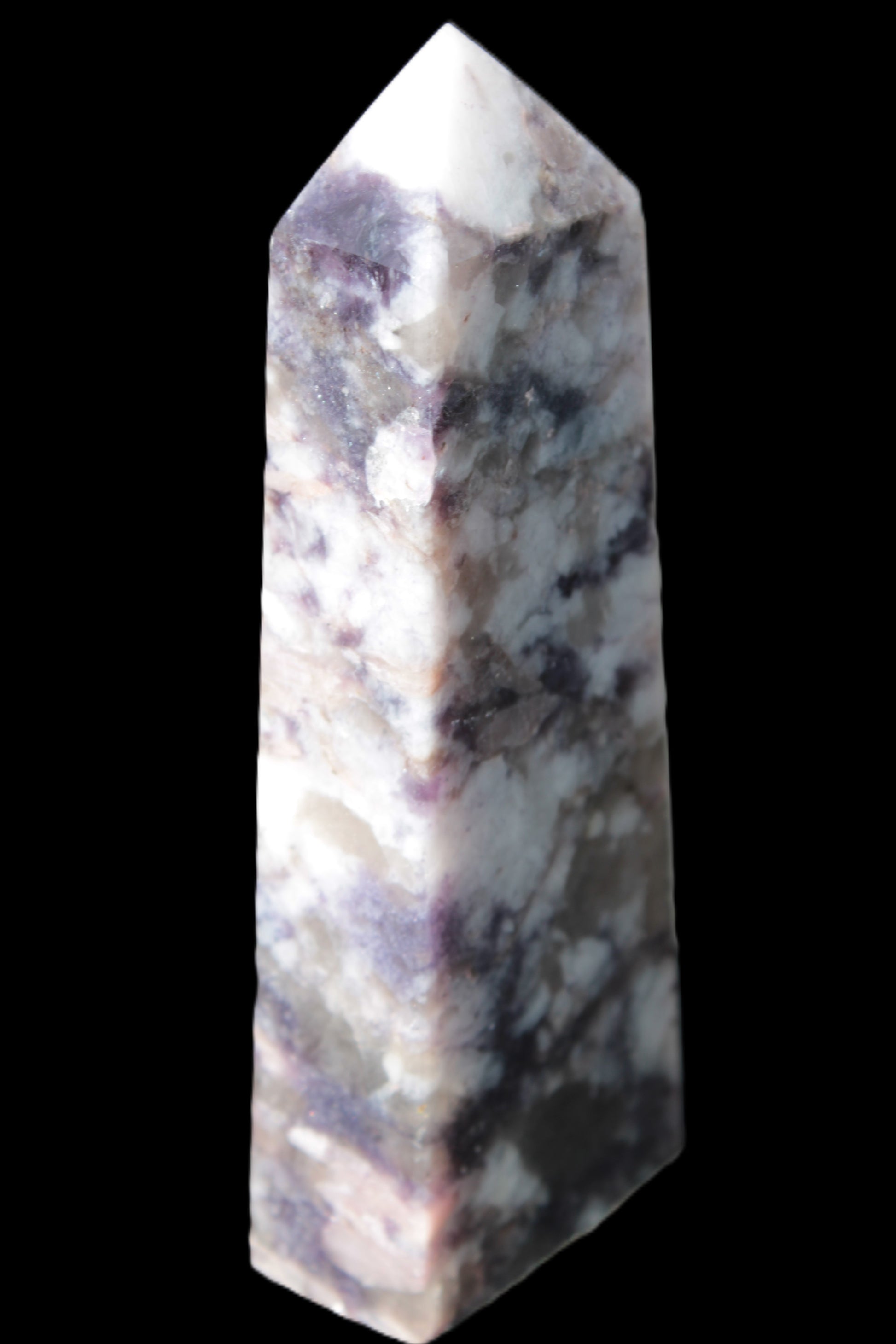 Plum Blossom Tourmaline Quartz obelisk 237g Rocks and Things