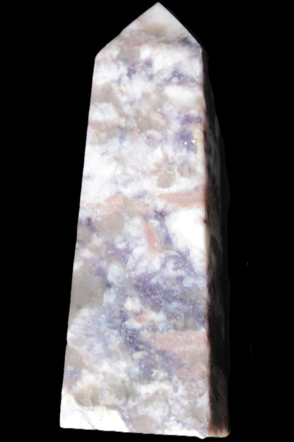 Plum Blossom Tourmaline Quartz obelisk 237g Rocks and Things