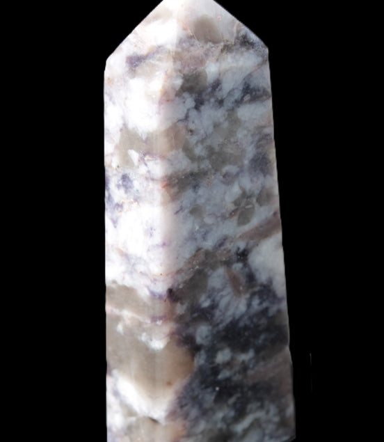 Plum Blossom Tourmaline Quartz obelisk 237g Rocks and Things