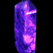 Water Grass Moss Agate obelisk 430g in UV light