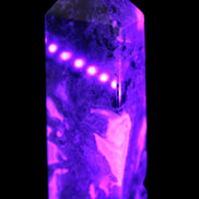 Water Grass Moss Agate obelisk 430g in UV light