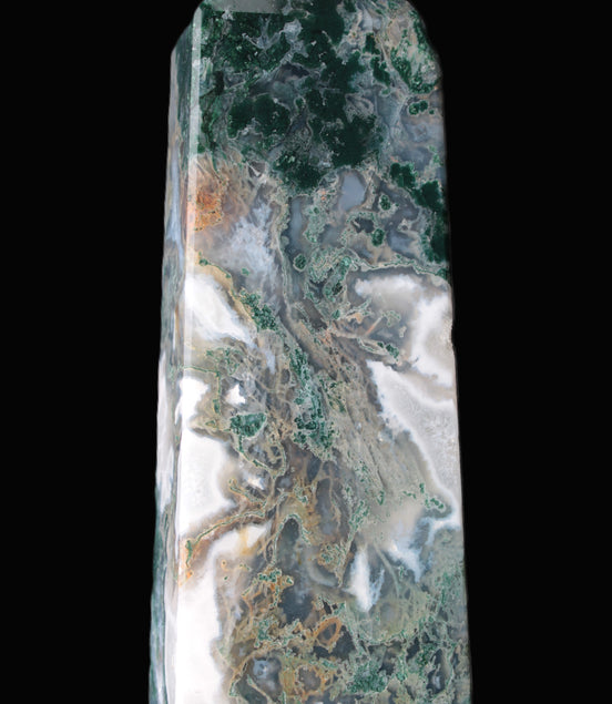 Water Grass Moss agate obelisk 430g Rocks and Things