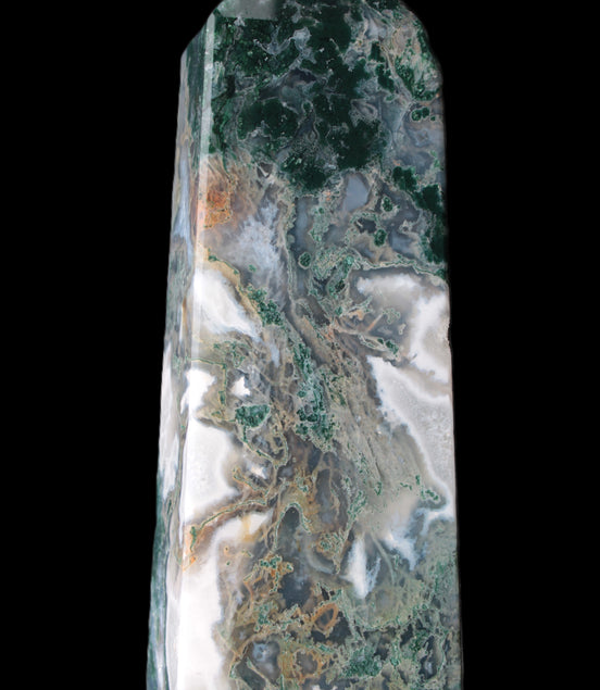 Water Grass Moss agate obelisk 430g Rocks and Things