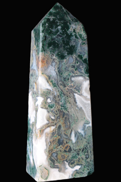 Water Grass Moss agate obelisk 430g Rocks and Things