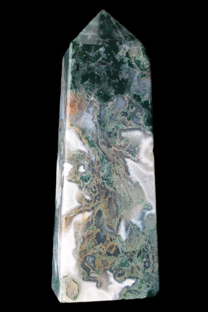 Water Grass Moss agate obelisk 430g Rocks and Things