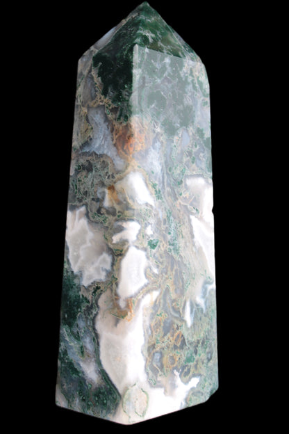 Water Grass Moss agate obelisk 430g Rocks and Things