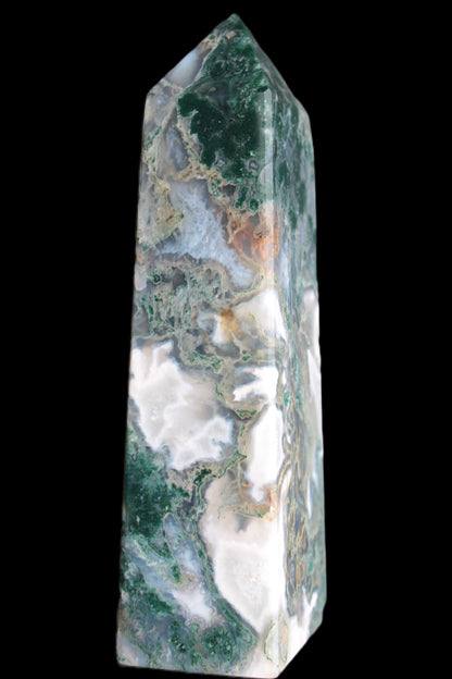 Water Grass Moss agate obelisk 430g Rocks and Things