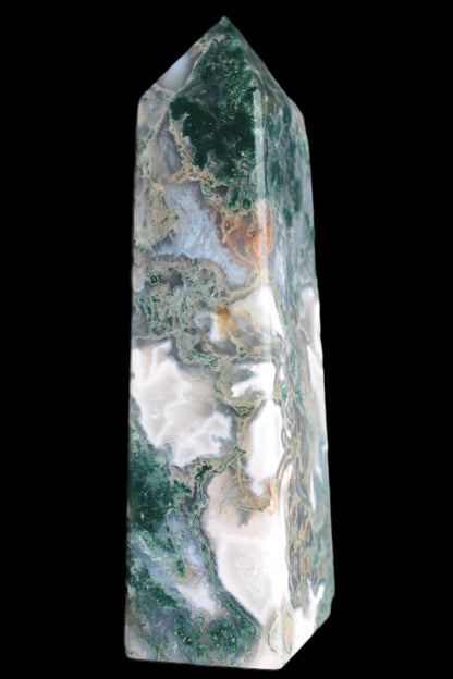 Water Grass Moss agate obelisk 430g Rocks and Things