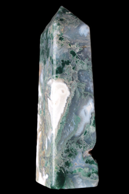 Water Grass Moss agate obelisk 430g Rocks and Things