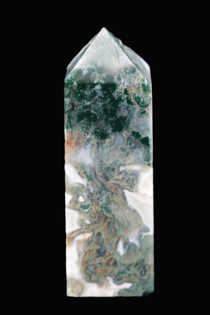 Water Grass Moss agate obelisk 430g Rocks and Things