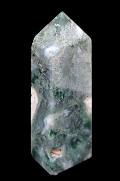 Water Grass Moss agate obelisk 430g Rocks and Things