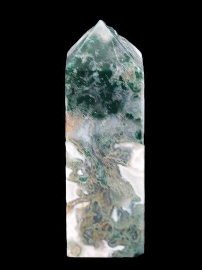 Water Grass Moss agate obelisk 430g Rocks and Things