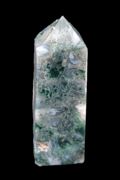 Water Grass Moss agate obelisk 430g Rocks and Things