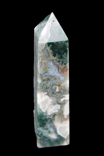 Water Grass Moss agate obelisk 430g Rocks and Things