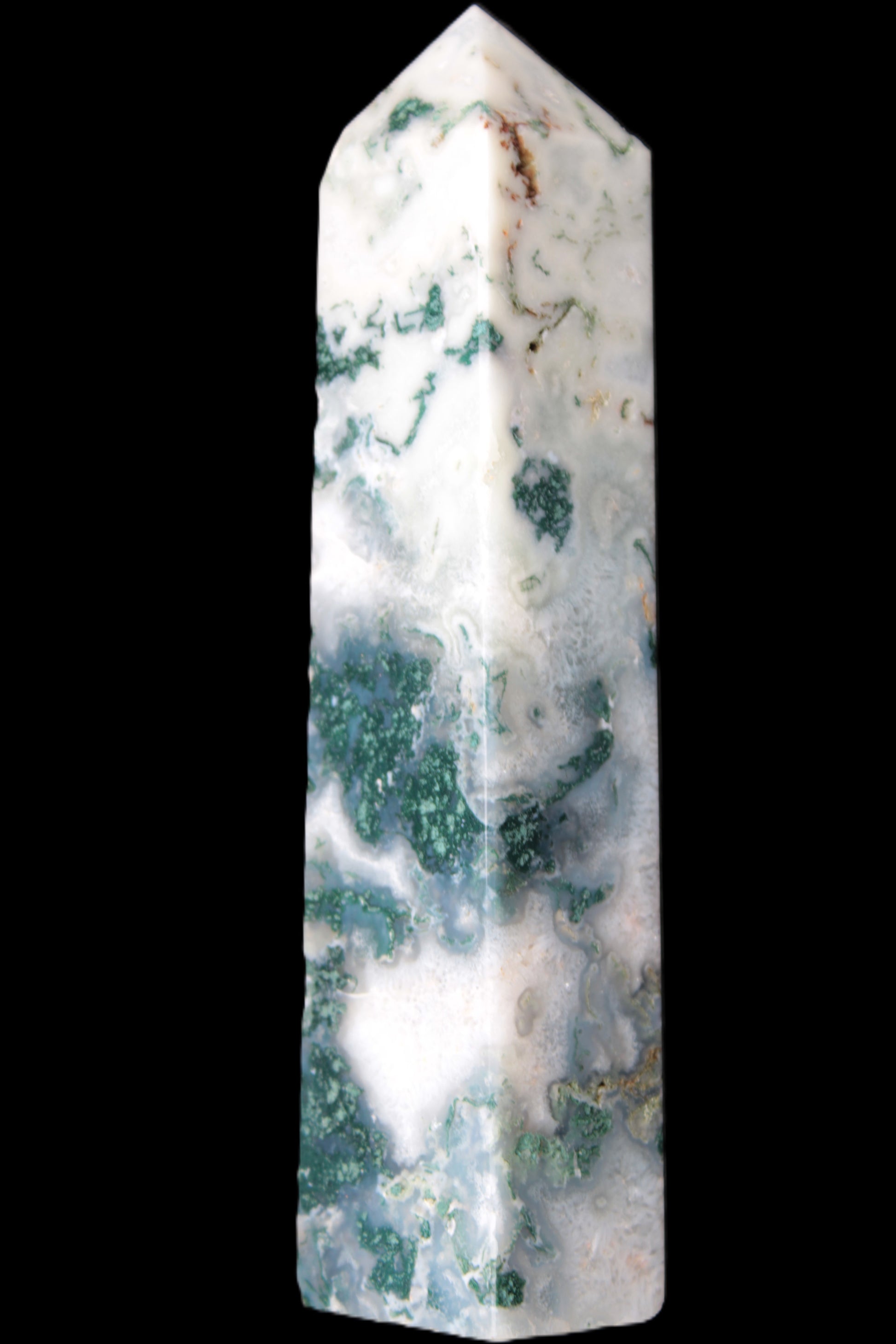 Ocean Grass Moss Agate obelisk 179mm 525g Rocks and Things