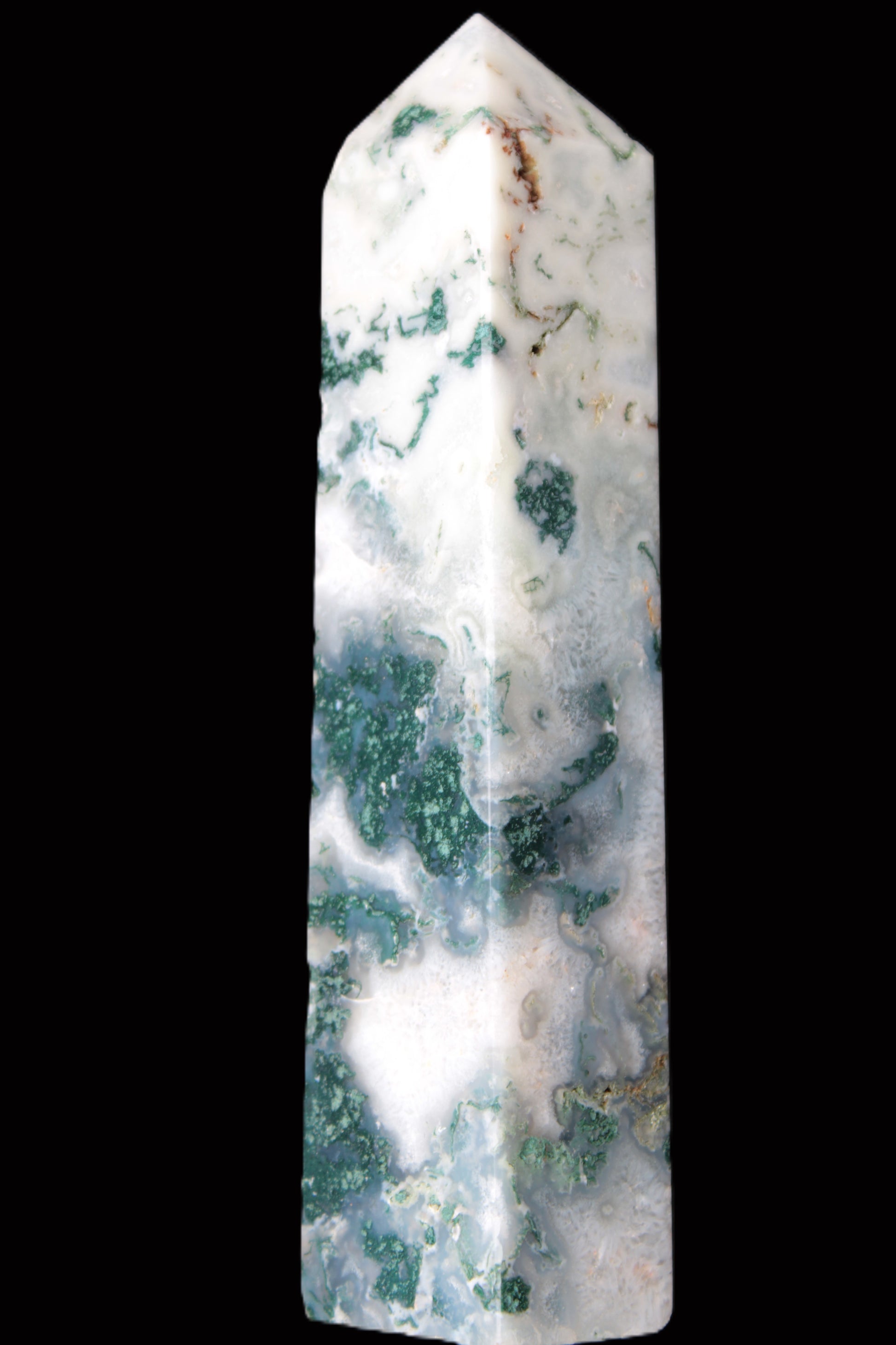 Ocean Grass Moss Agate obelisk 179mm 525g Rocks and Things