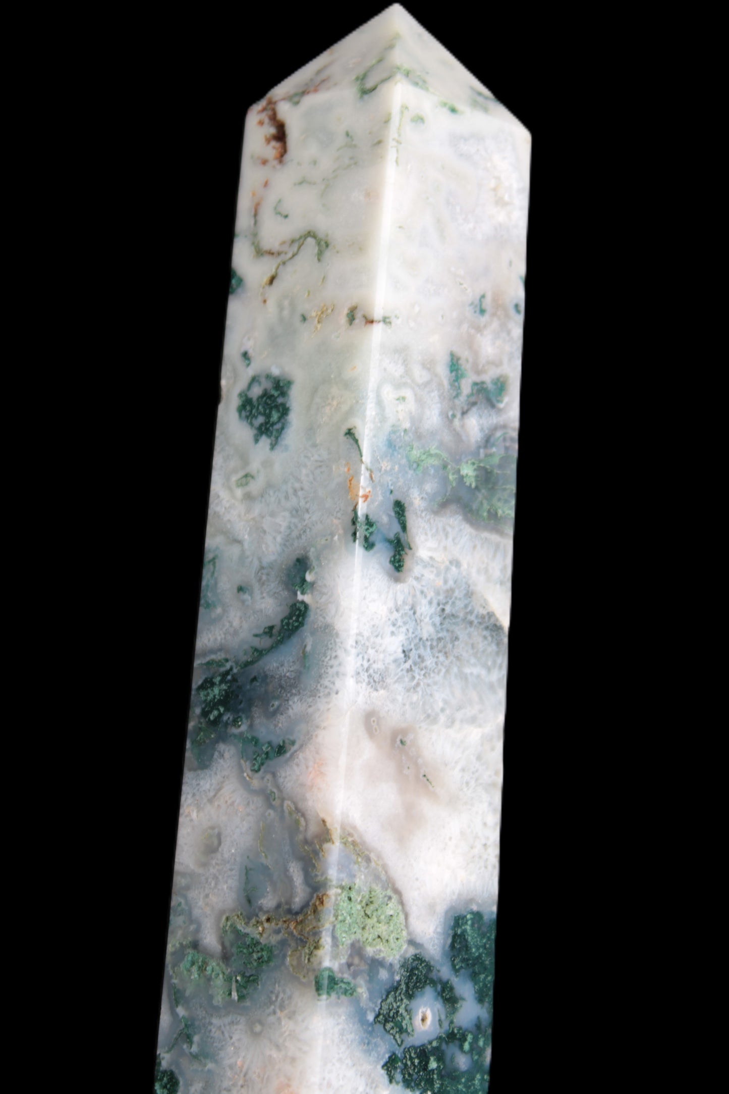 Ocean Grass Moss Agate obelisk 179mm 525g Rocks and Things