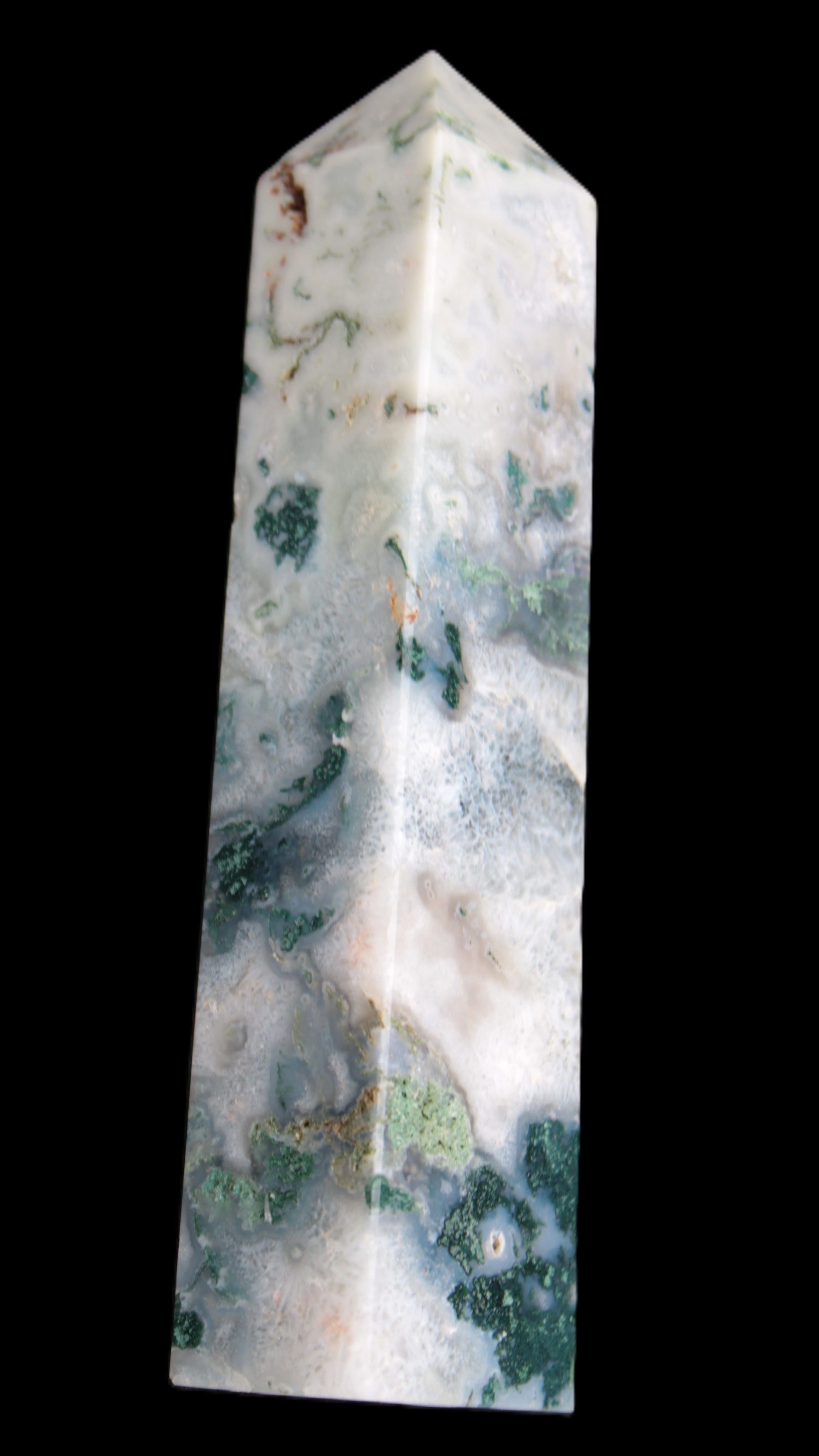 Ocean Grass Moss Agate obelisk 179mm 525g Rocks and Things