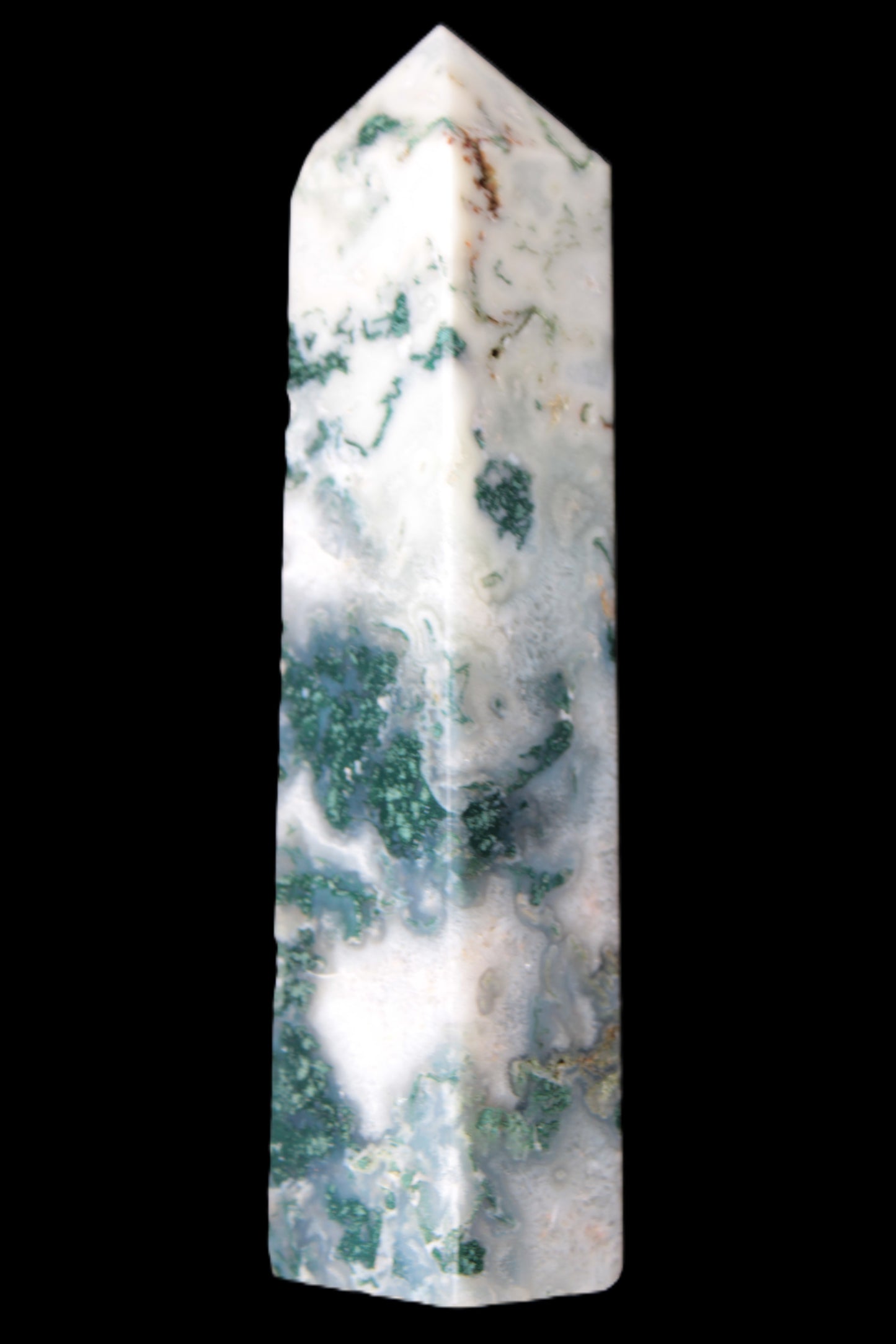 Ocean Grass Moss Agate obelisk 179mm 525g Rocks and Things