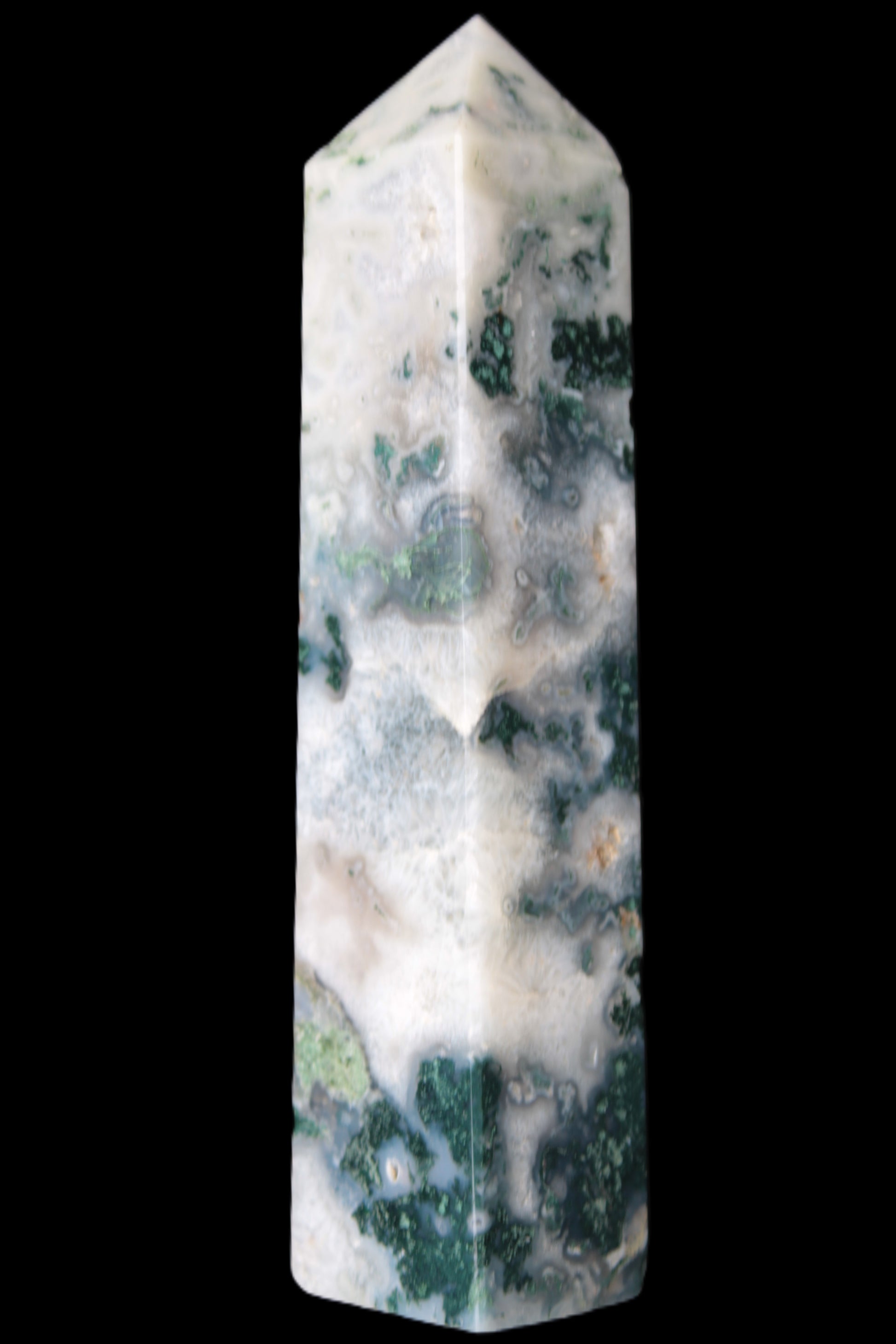 Ocean Grass Moss Agate obelisk 179mm 525g Rocks and Things