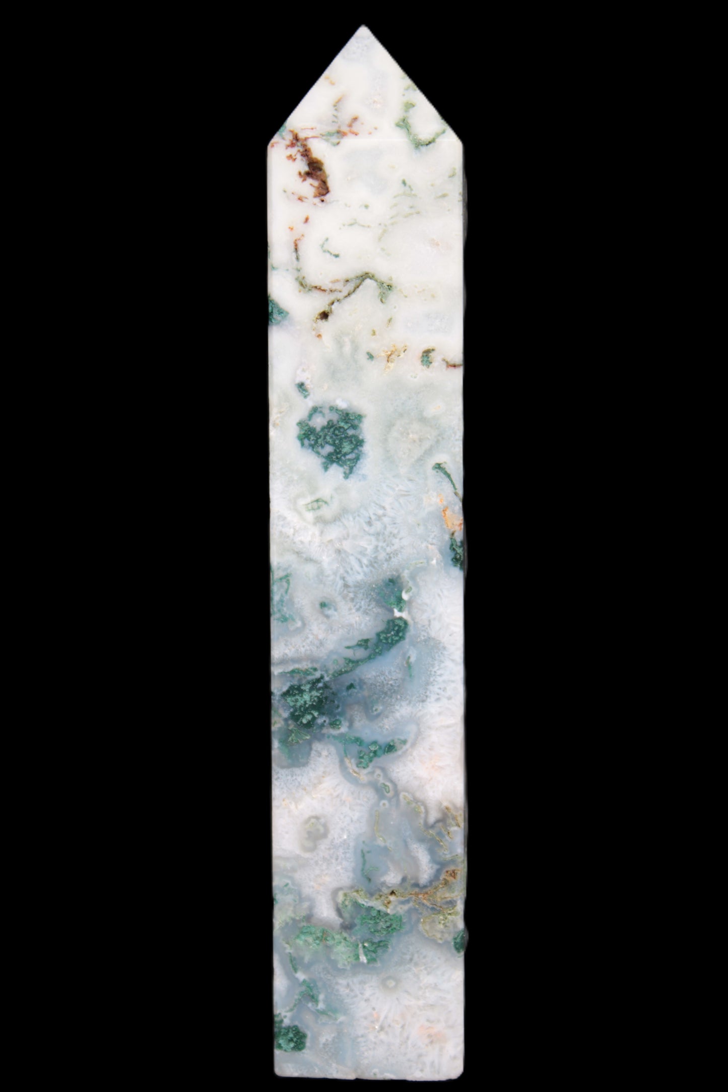 Ocean Grass Moss Agate obelisk 179mm 525g Rocks and Things