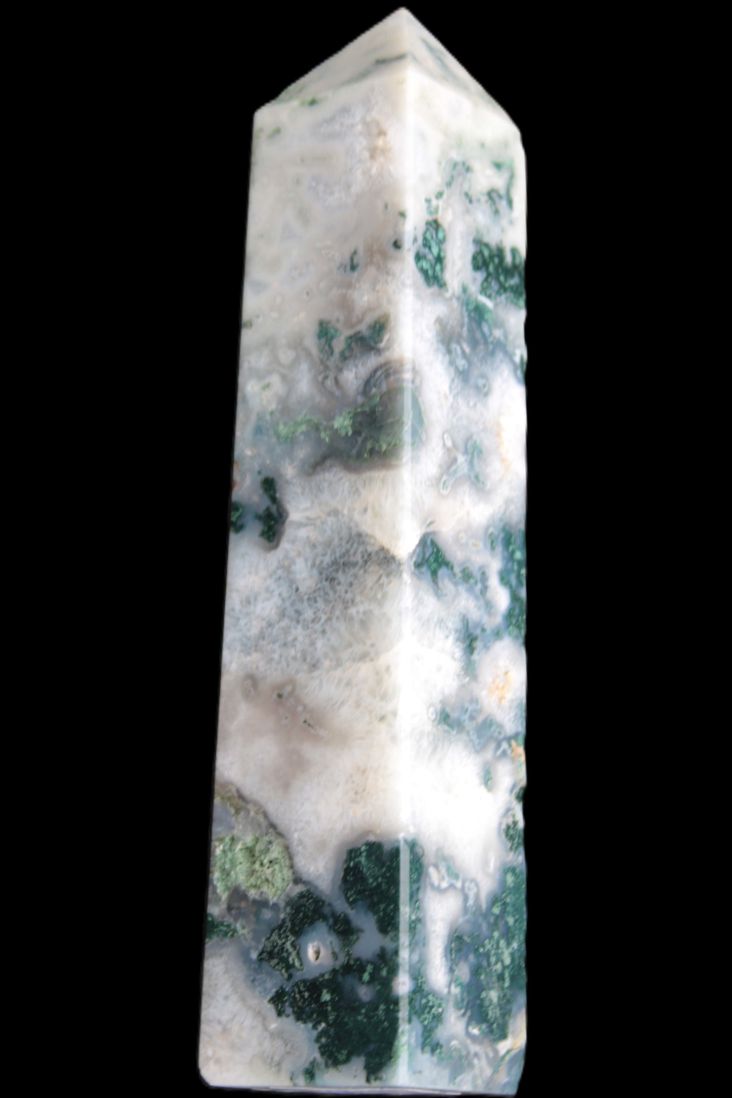 Ocean Grass Moss Agate obelisk 179mm 525g Rocks and Things