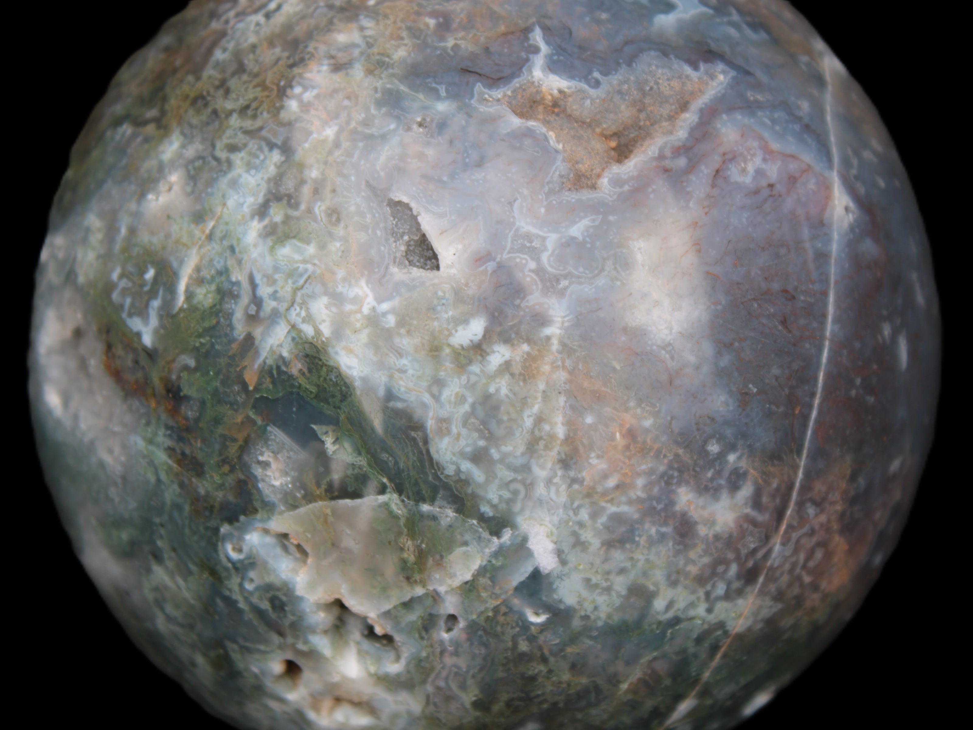 Ocean Moss Agate sphere 118mm 1781g Rocks and Things