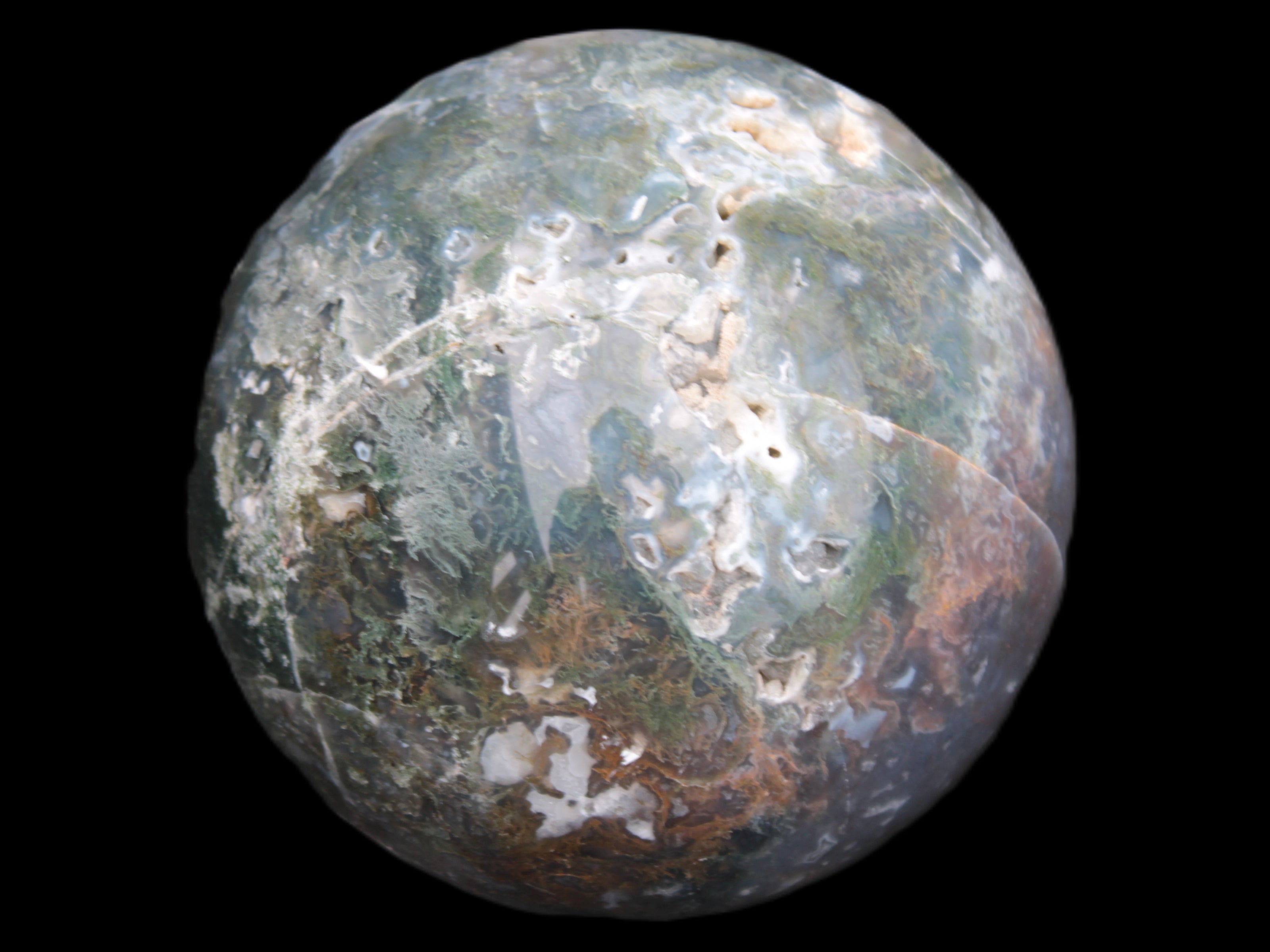 Ocean Moss Agate sphere 118mm 1781g Rocks and Things