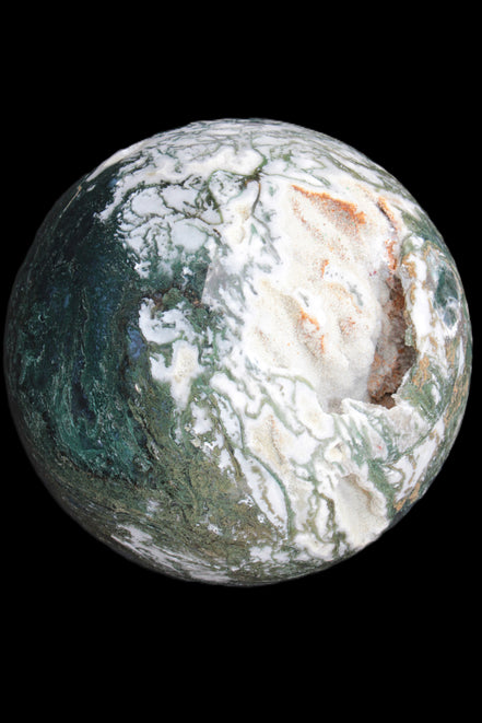 Amazing Ocean Moss Agate sphere with geode cave 4500g - Rocks and Things Store