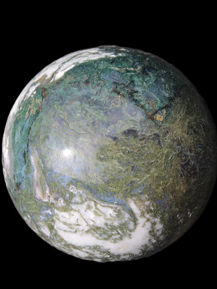 Amazing Ocean Moss Agate sphere with geode cave 4500g