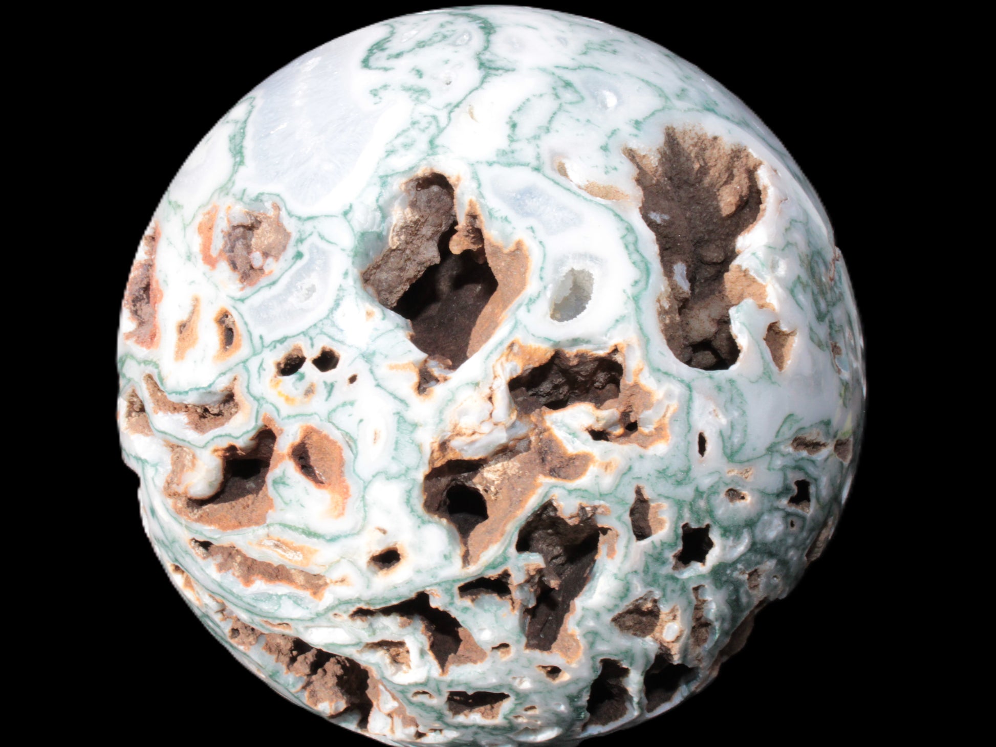 Moss Agate drusy geode sphere 1958g
